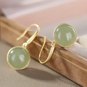 Natural Jade Earrings Nephrite Silver Earrings ZNE290