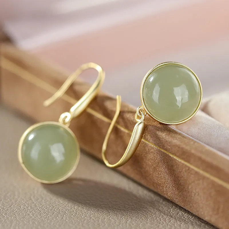 Natural Jade Earrings Nephrite Silver Earrings ZNE290