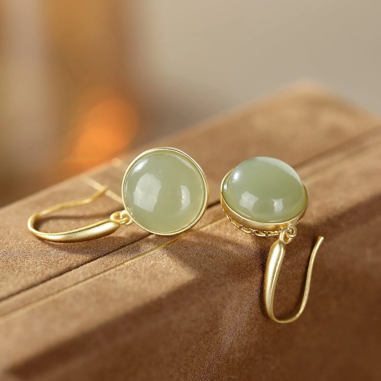 Natural Jade Earrings Nephrite Silver Earrings ZNE290