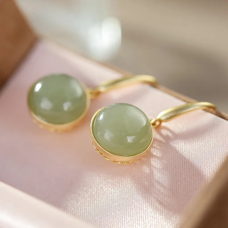 Natural Jade Earrings Nephrite Silver Earrings ZNE290