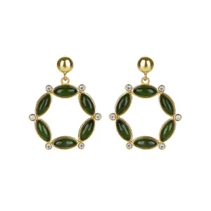Natural Jade Earrings Nephrite Silver Earrings ZNE295