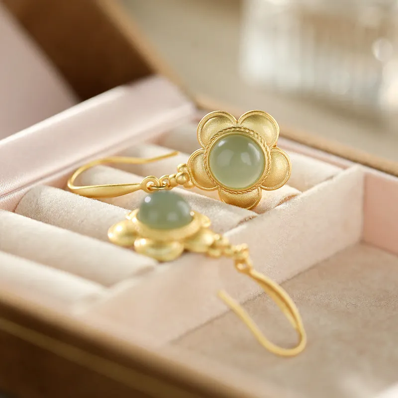 Natural Jade Earrings Nephrite Silver Earrings ZNE300