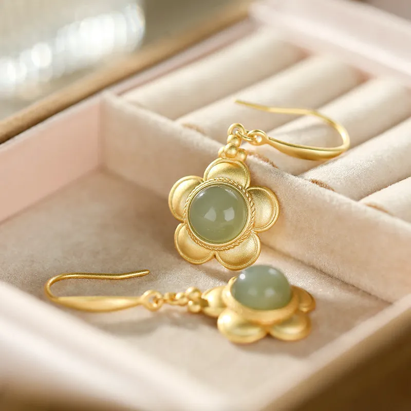 Natural Jade Earrings Nephrite Silver Earrings ZNE300