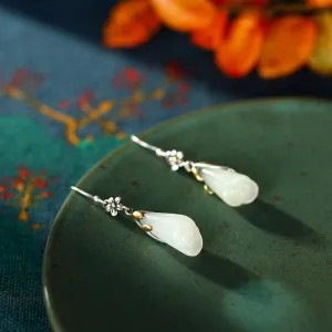 Natural Jade Earrings Nephrite Silver Earrings ZNE370