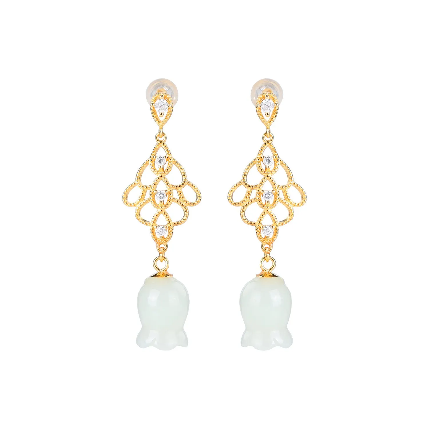 Natural Jade Earrings Nephrite Silver Earrings ZNE396
