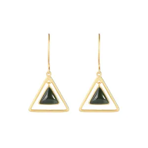 Natural Jade Earrings Nephrite Silver Earrings ZNE409