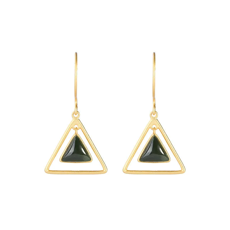 Natural Jade Earrings Nephrite Silver Earrings ZNE409
