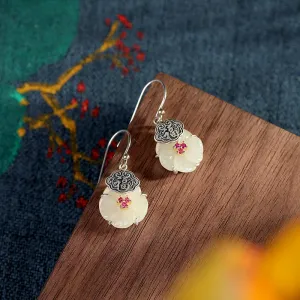Natural Jade Earrings Nephrite Silver Earrings ZNE448