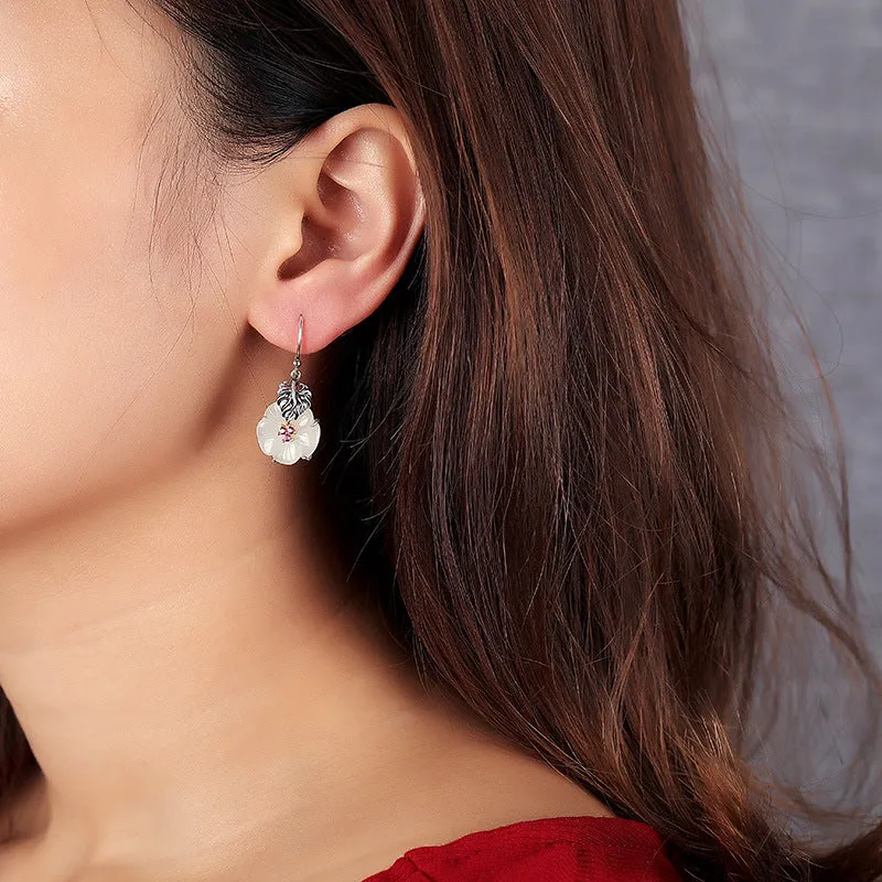 Natural Jade Earrings Nephrite Silver Earrings ZNE448