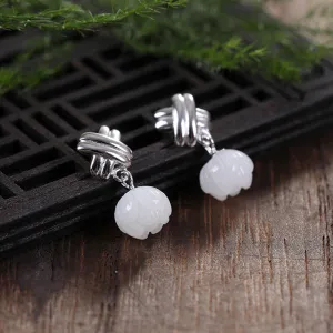 Natural Jade Earrings Nephrite Silver Earrings ZNE502