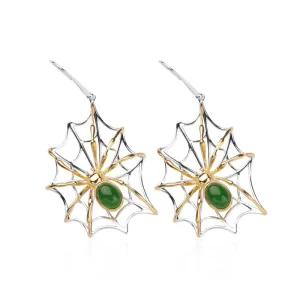 Natural Jade Earrings Nephrite Silver Spider Earrings ZEG525