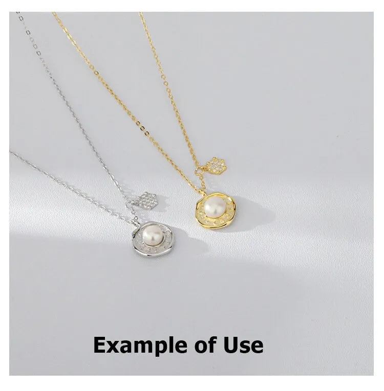 Necklace Pendant Blank Setting 14x17mm Sterling Silver White Gold Fine 925 For One Pearl Prong DIY Jewelry Finding Wholesale 1pc