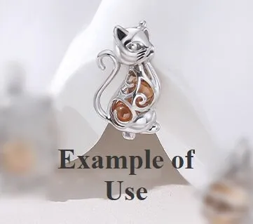 Necklace Pendant Blank Setting Cat Charm Box 14x26mm Sterling Silver Fine 925 For One Bead No Prong DIY Jewelry Finding Wholesale 1pc