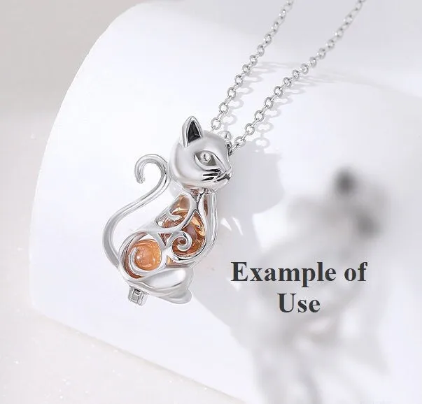 Necklace Pendant Blank Setting Cat Charm Box 14x26mm Sterling Silver Fine 925 For One Bead No Prong DIY Jewelry Finding Wholesale 1pc