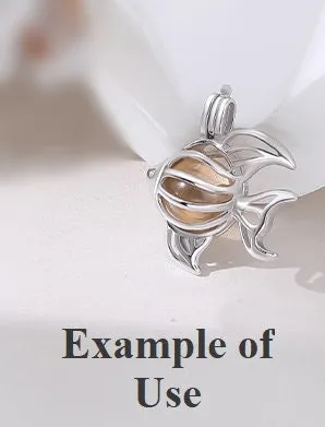 Necklace Pendant Blank Setting Fish Charm Box 22x25mm Sterling Silver Fine 925 For One Bead No Prong DIY Jewelry Finding Wholesale 1pc