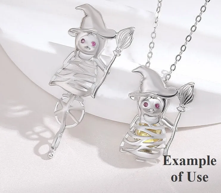 Necklace Pendant Blank Setting Halloween Charm 16x23mm Sterling Silver Fine 925 For One Bead No Prong DIY Jewelry Finding Wholesale 1pc