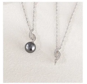 Necklace Pendant Blank Setting Leaf Charm 25mm Sterling Silver White Gold Fine 925 For One Pearl Prong DIY Jewelry Finding Wholesale 1pc