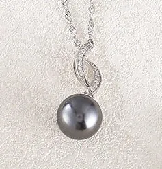Necklace Pendant Blank Setting Leaf Charm 25mm Sterling Silver White Gold Fine 925 For One Pearl Prong DIY Jewelry Finding Wholesale 1pc