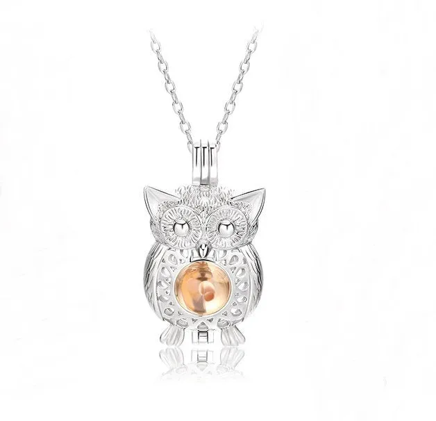 Necklace Pendant Blank Setting Owl Charm Box 16x28mm Sterling Silver Fine 925 For One Bead No Prong DIY Jewelry Finding Wholesale 1pc