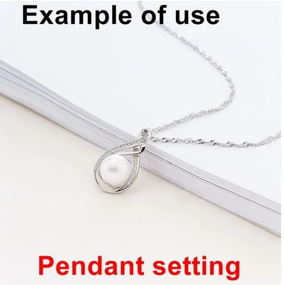 Necklace Pendant Setting Blank 8.5mm 1pc 1.7g 925 Sterling Silver Leaf Shape Base for 1 Pearl Bead CZ Semi Mount Wholesale Available