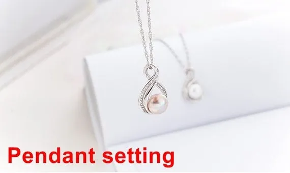 Necklace Pendant Setting Blank 8.5mm 1pc 1.7g 925 Sterling Silver Leaf Shape Base for 1 Pearl Bead CZ Semi Mount Wholesale Available