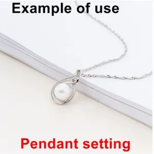 Necklace Pendant Setting Blank 8.5mm 1pc 1.7g 925 Sterling Silver Leaf Shape Base for 1 Pearl Bead CZ Semi Mount Wholesale Available