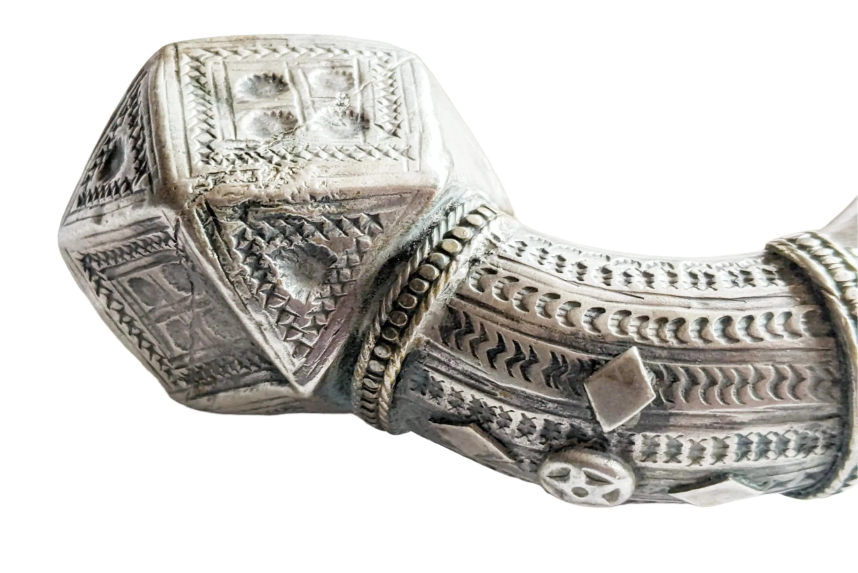 Old Chunky Silver Nubian Anklet or Foot Bracelet