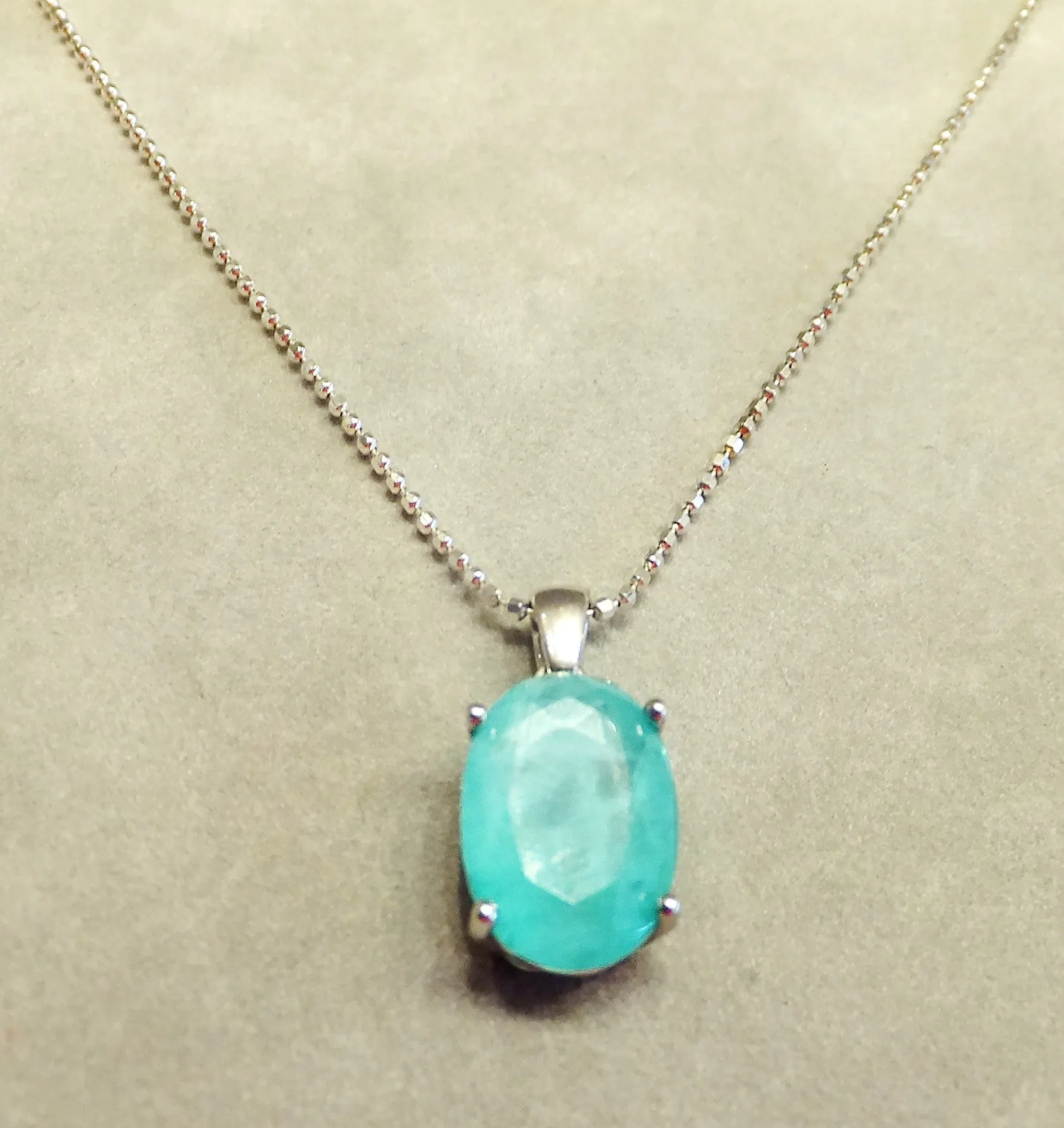 Oval Blue Paraiba Tourmaline Gemstone Necklace