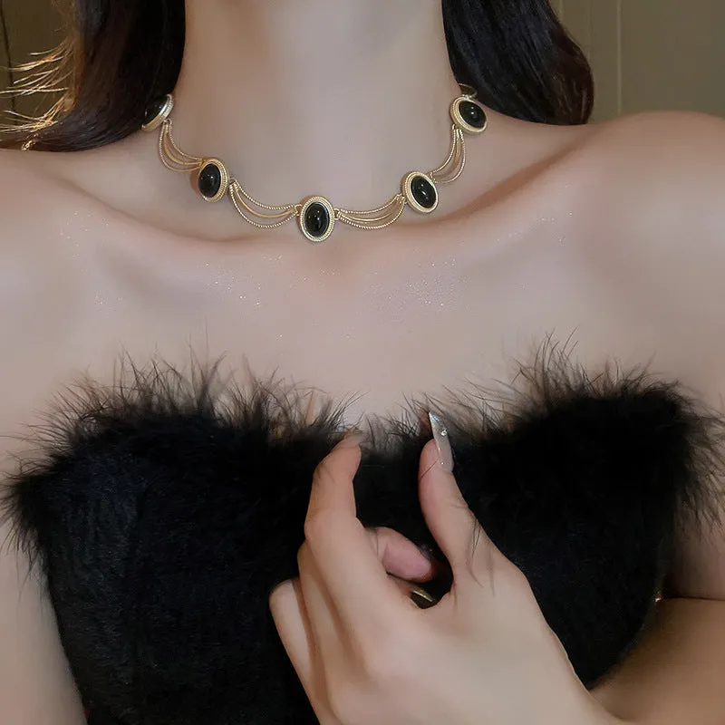 Oval Gemstone Necklace