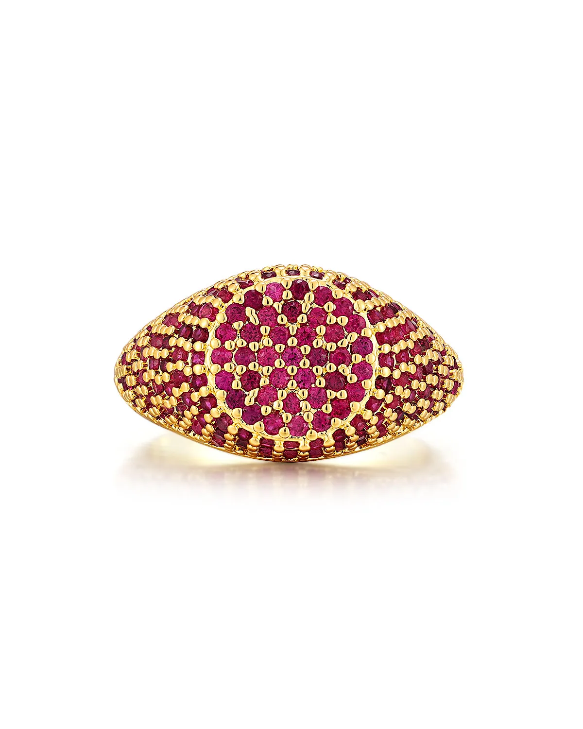Pave Signet Ring- Ruby Red- Gold