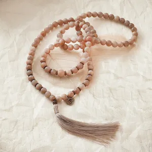 Peach Moonstone Mala, 108 beads
