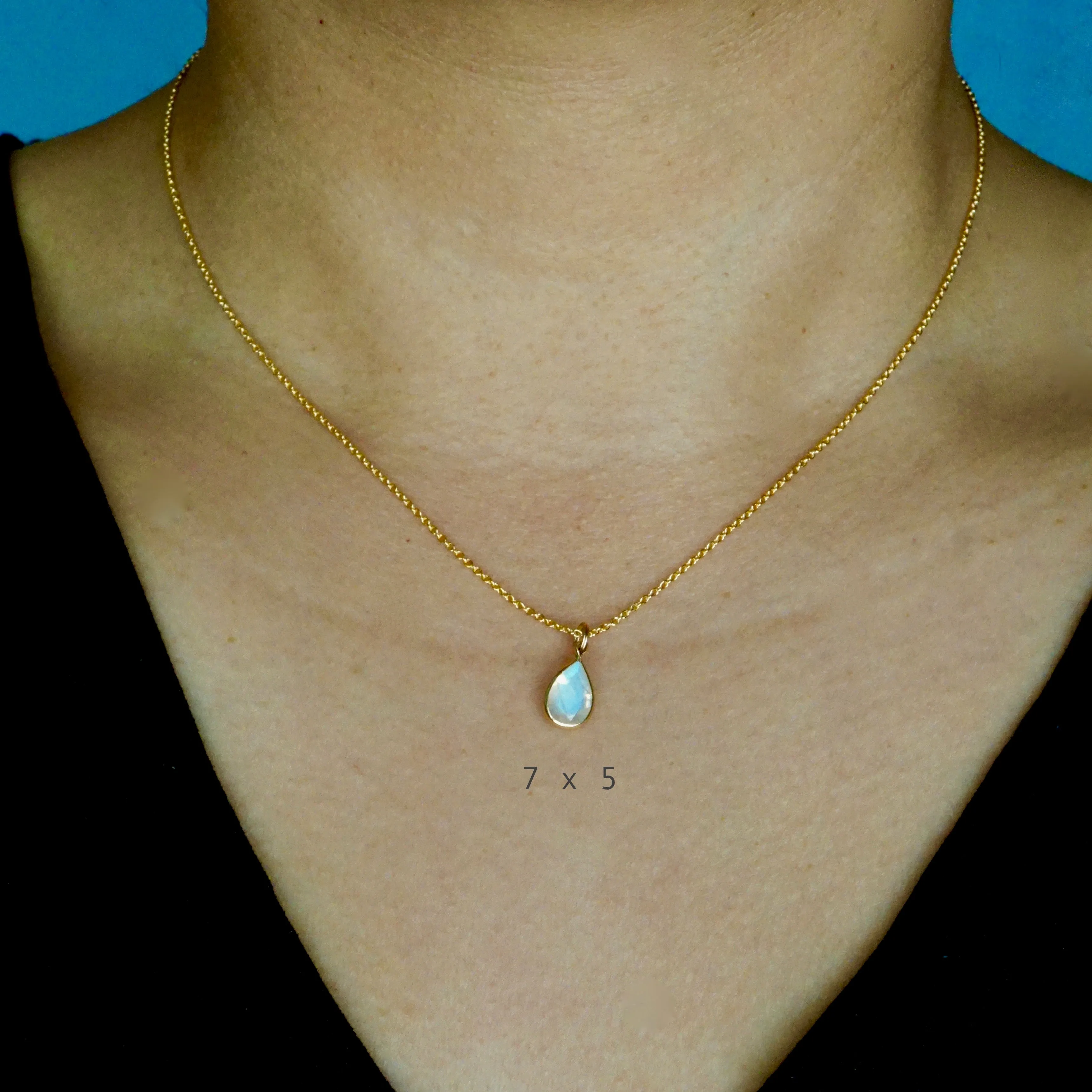 Pear Moonstone Bezel Pendant - Pear Gold Moonstone Pendant - Moonstone Gold Necklace