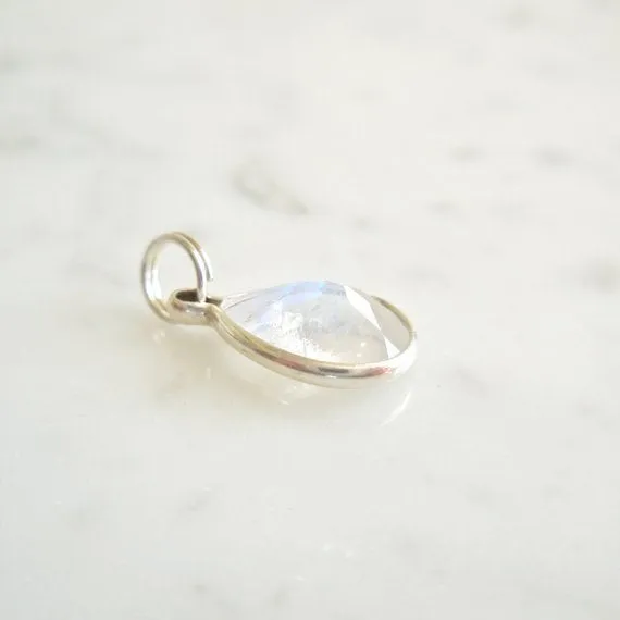 Pear Moonstone Bezel Pendant - Pear Gold Moonstone Pendant - Moonstone Gold Necklace