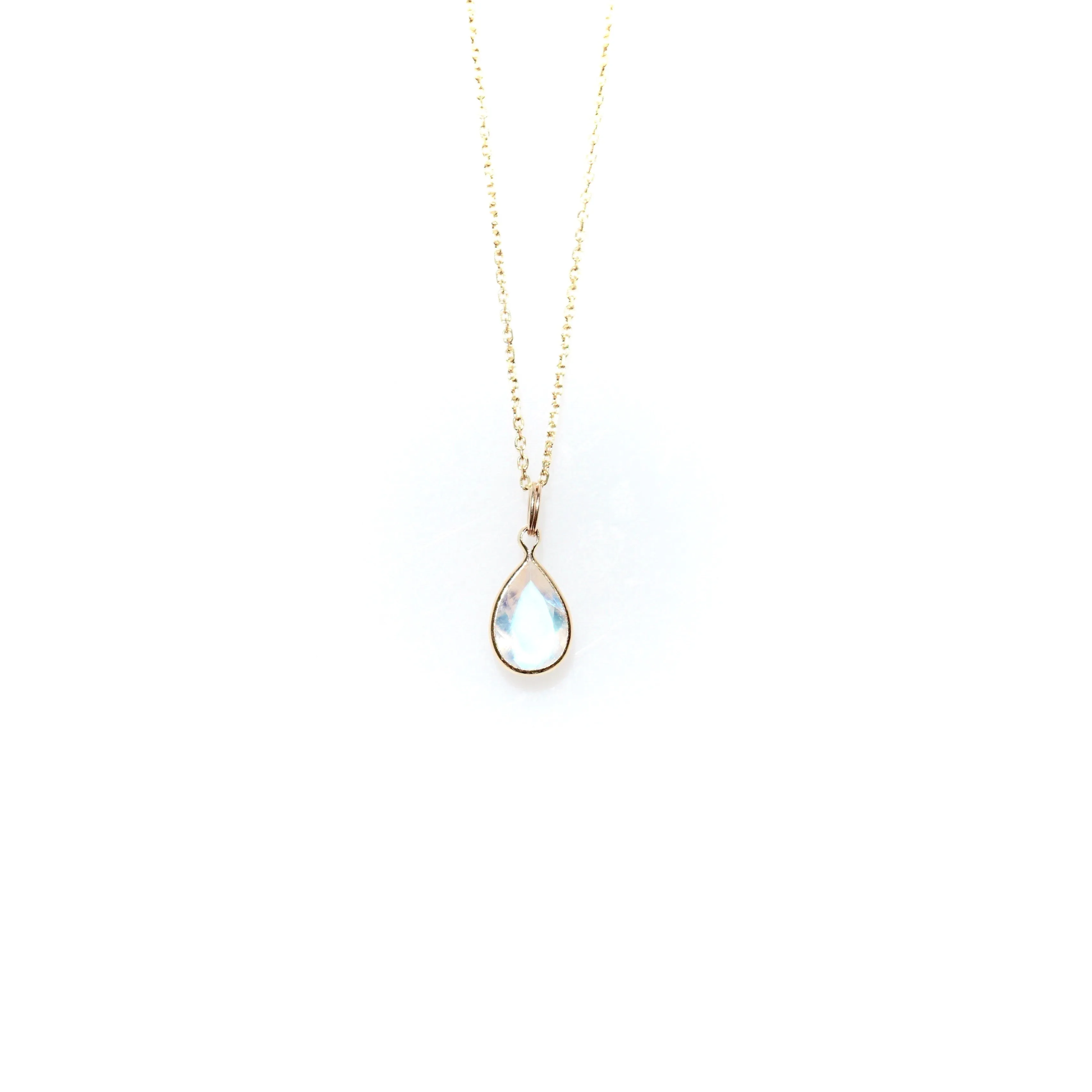 Pear Moonstone Bezel Pendant - Pear Gold Moonstone Pendant - Moonstone Gold Necklace