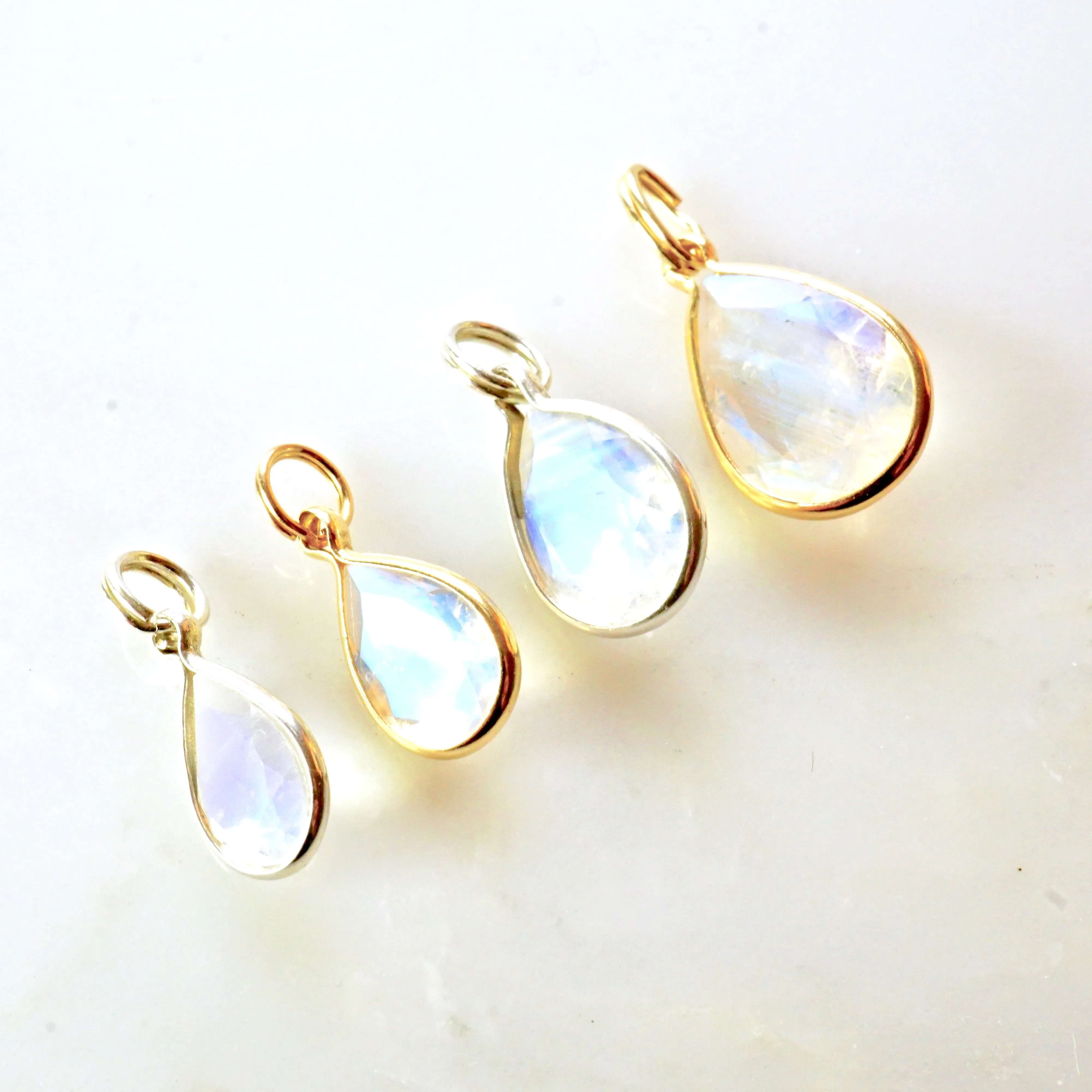 Pear Moonstone Bezel Pendant - Pear Gold Moonstone Pendant - Moonstone Gold Necklace