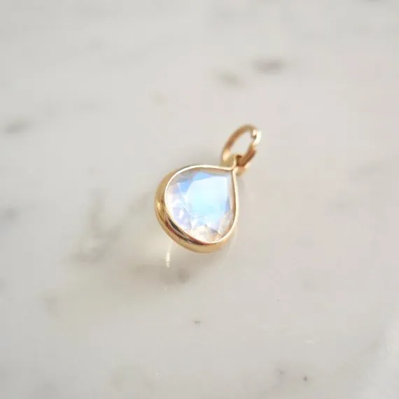 Pear Moonstone Bezel Pendant - Pear Gold Moonstone Pendant - Moonstone Gold Necklace