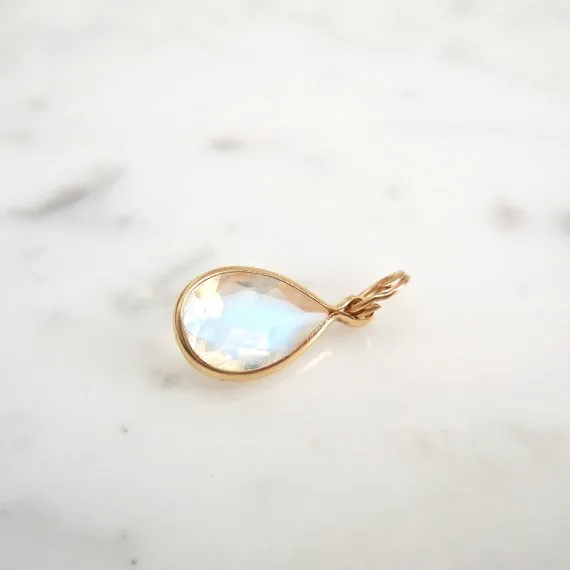 Pear Moonstone Bezel Pendant - Pear Gold Moonstone Pendant - Moonstone Gold Necklace