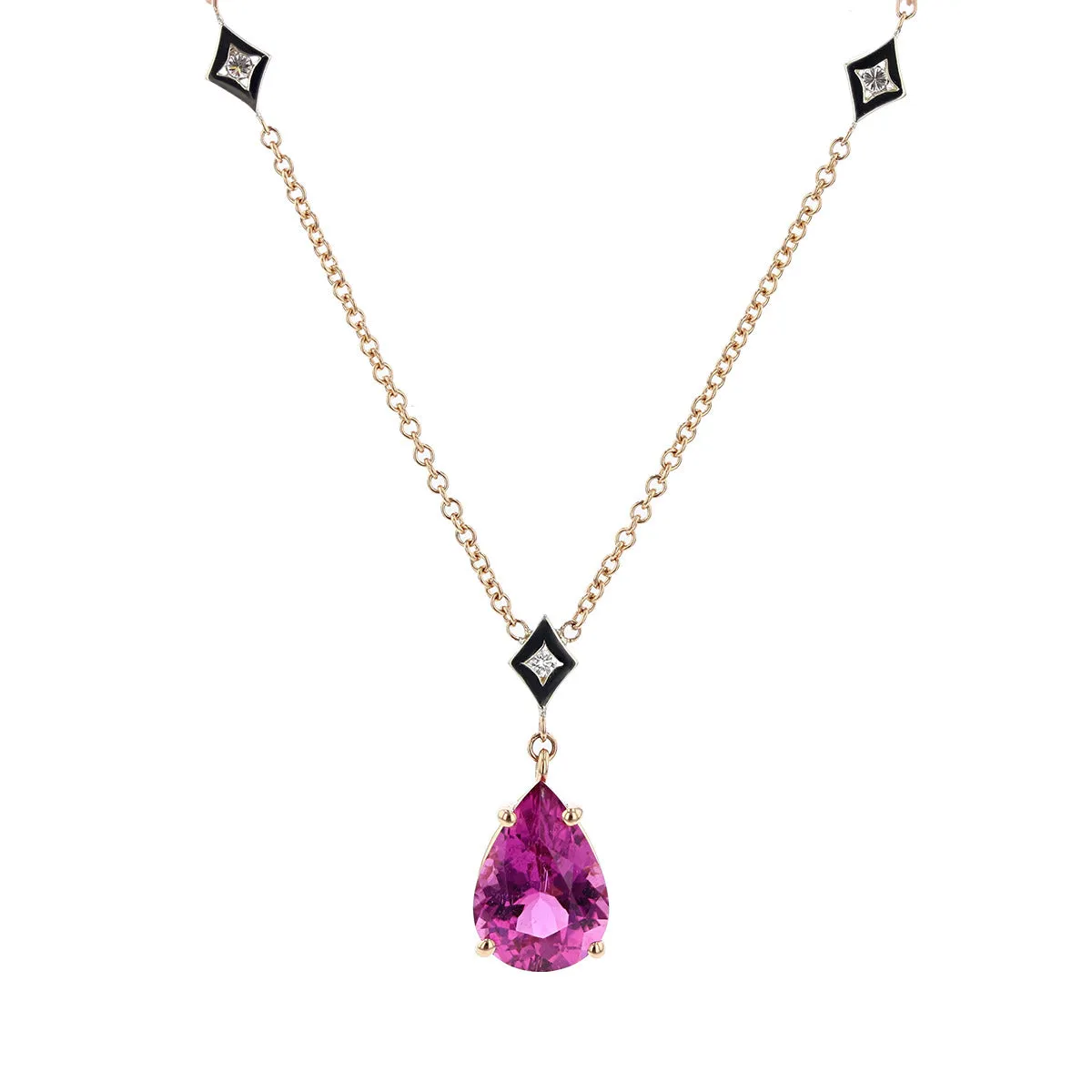 Pear Shaped Tourmaline and Diamond Necklace