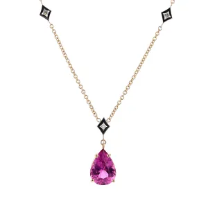Pear Shaped Tourmaline and Diamond Necklace