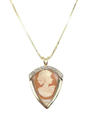 Pink and White Cameo Shield Pendant