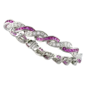 Platinum Pink Sapphire Diamond Bracelet