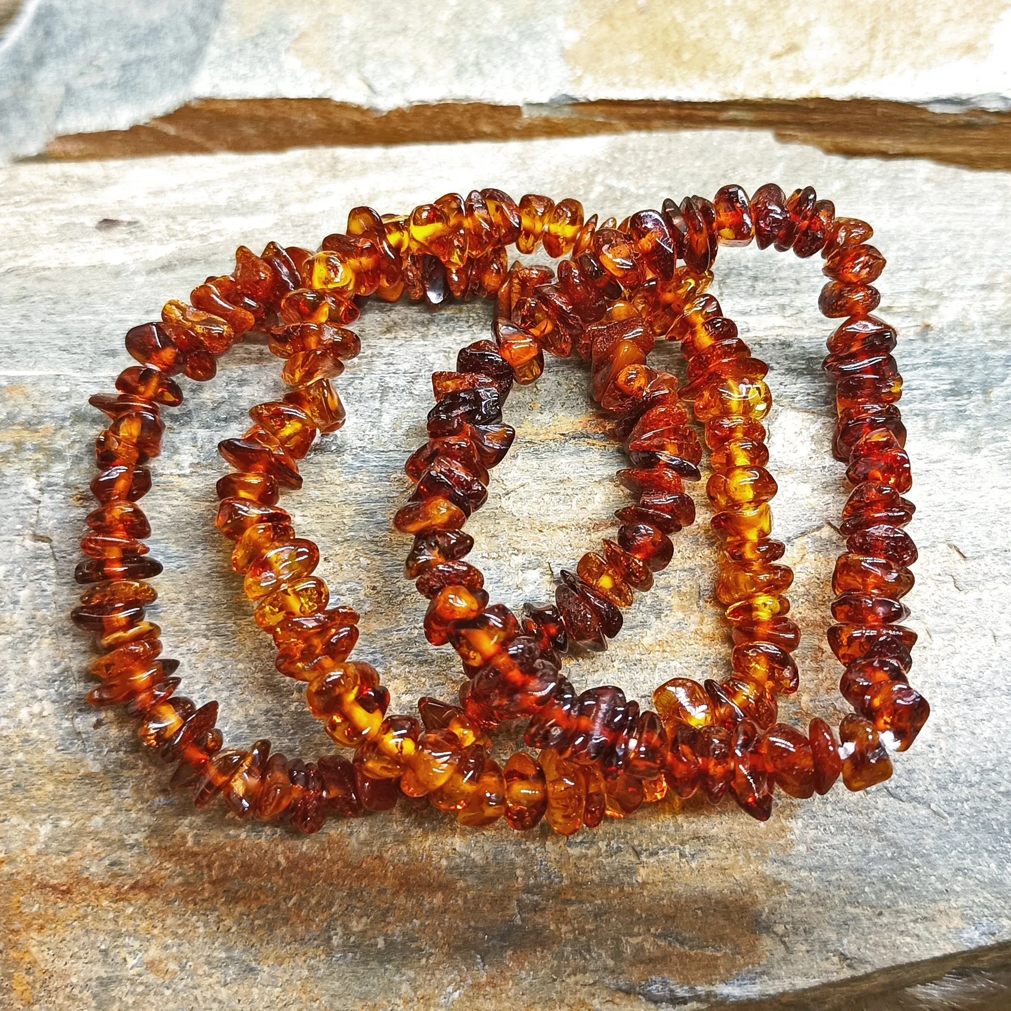 Polished Amber Chip Bracelet