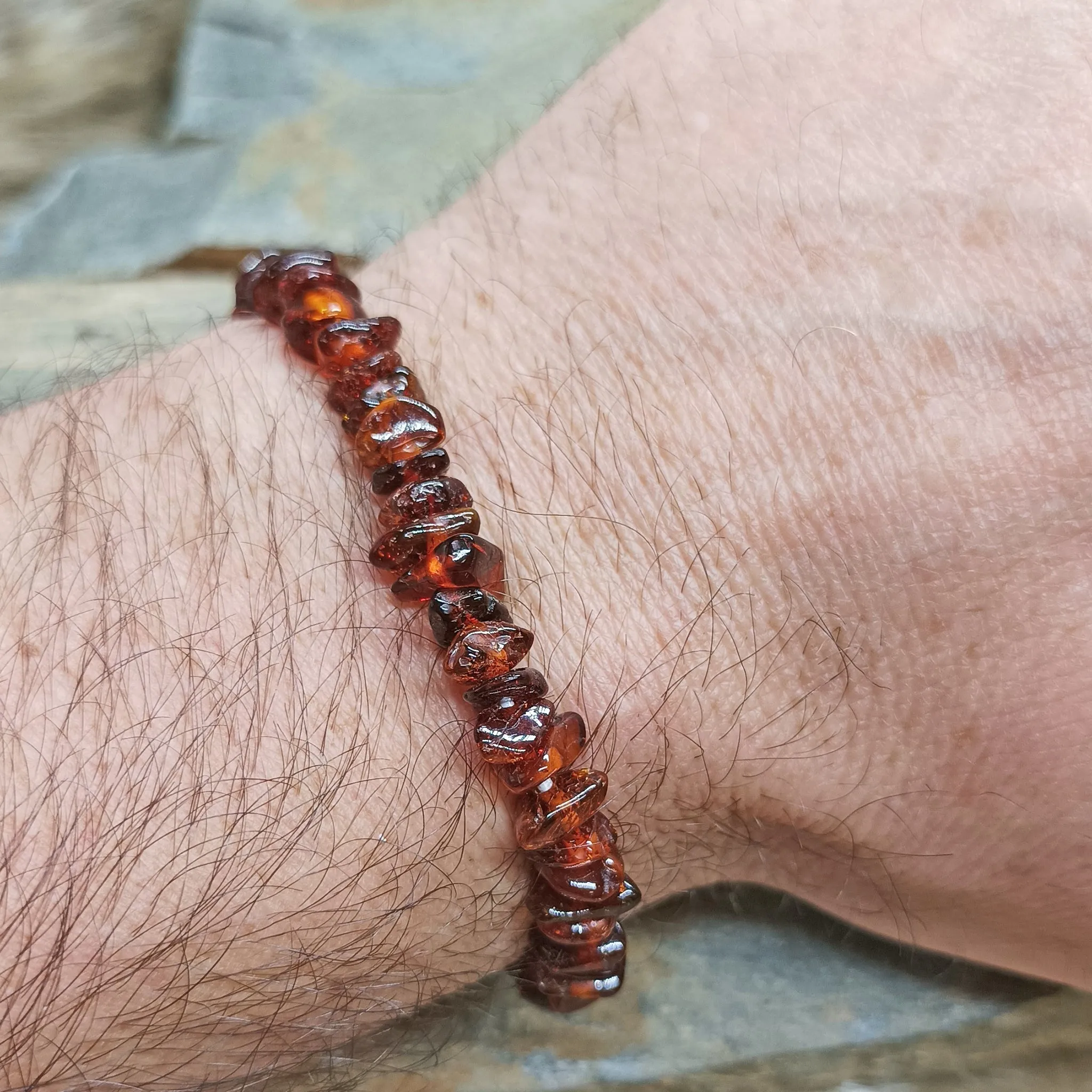 Polished Amber Chip Bracelet