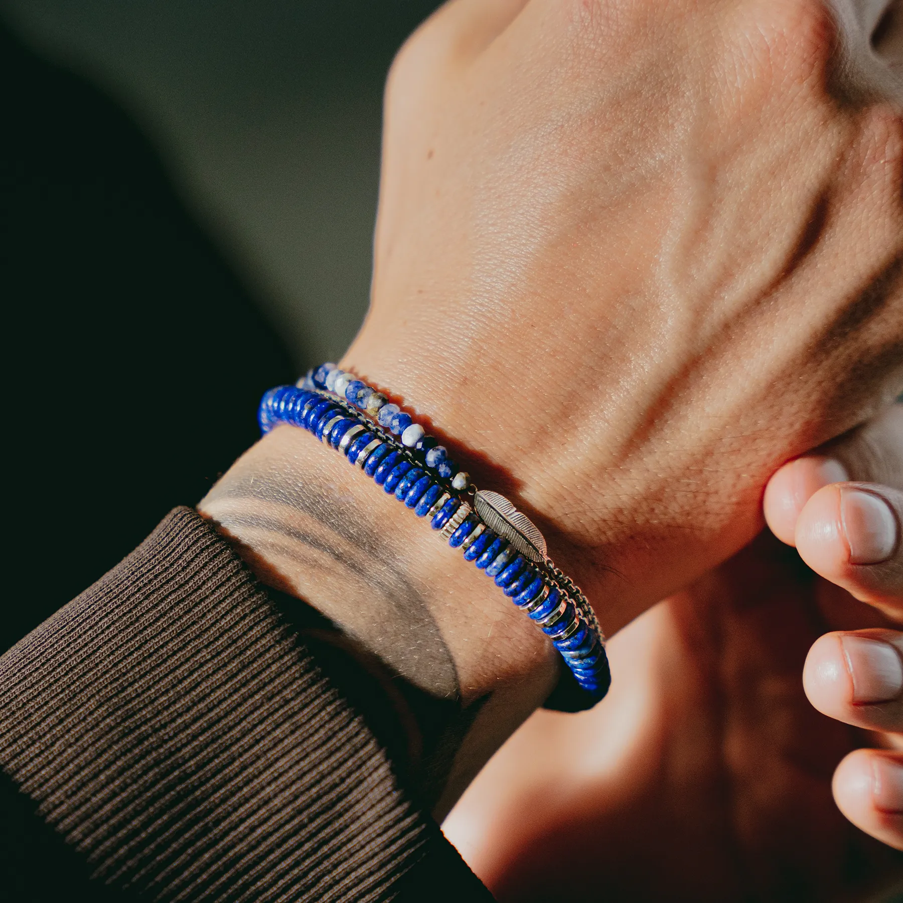 Positano Beaded Bracelet With Blue Lapis