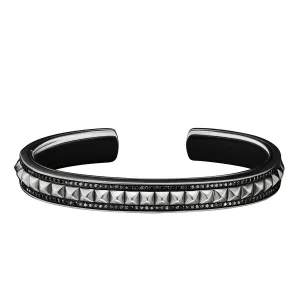 Pyramid Cuff Bracelet with Pave Black Diamonds