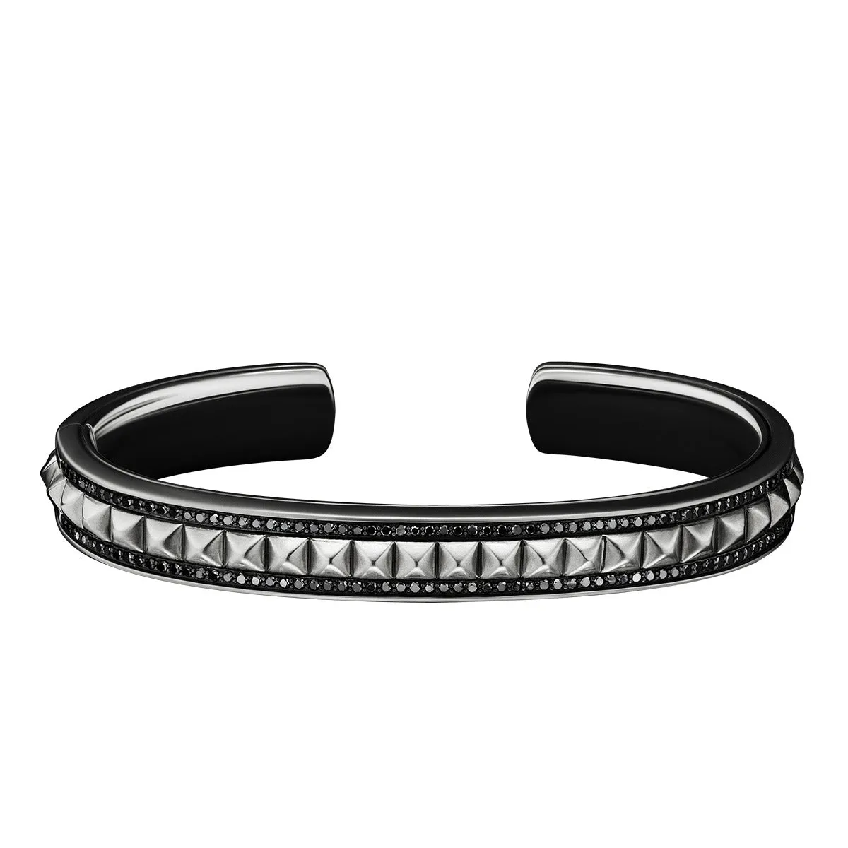 Pyramid Cuff Bracelet with Pave Black Diamonds