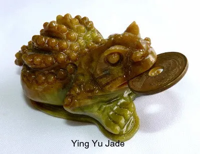 "Little Guy" Good Luck Auspicious Jade "Three Legged Money Toad"  Jade Frog Carving  (Toad-6)