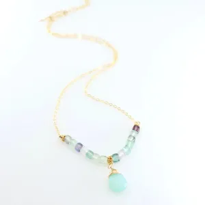 Rainbow Fluorite and Aqua Chalcedony Necklace