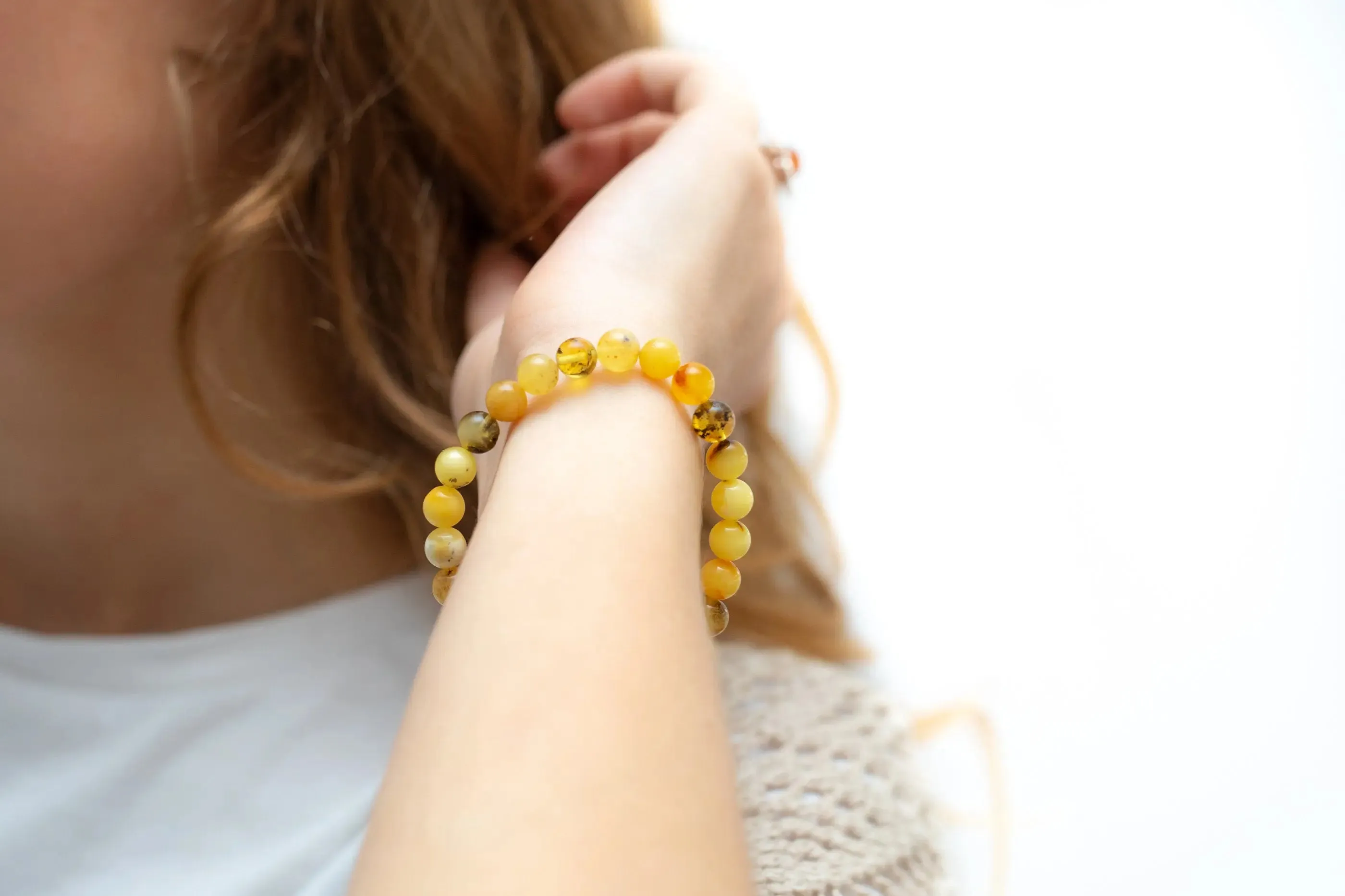 RAW Mixed Amber Sphere Bead Bracelet