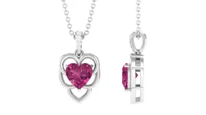 Real Pink Tourmaline Heart Pendant with Diamond Bail
